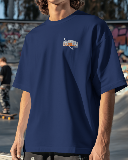 Heavy Organic Oversized T-Shirt mit Stick - Worker Blue Shirtee